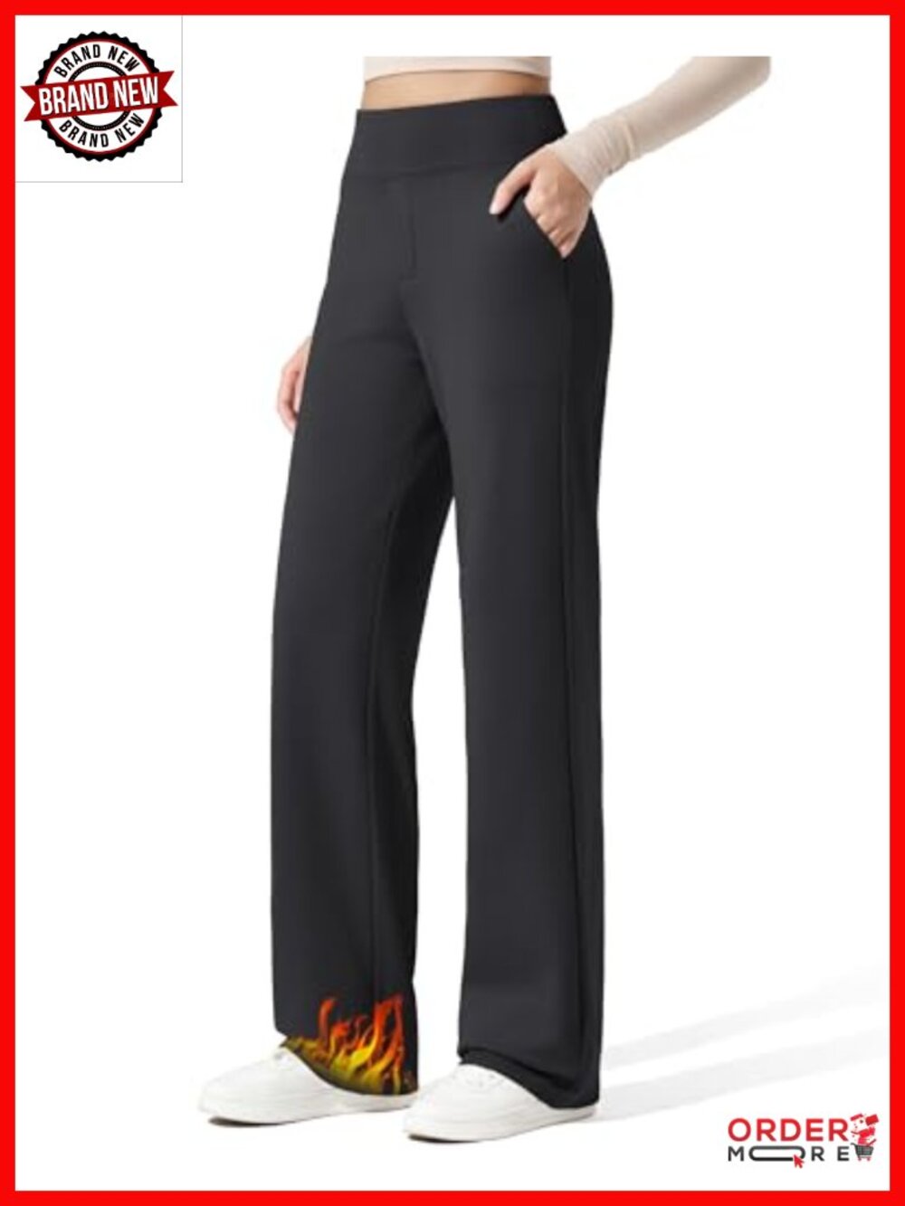 G4Free EverGoing Fleece Lined Wide Leg Pants for Women Dressy Work Casual